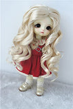 JD340 8-9inch SD Long Wave Synthetic Mohair Doll Wigs 21-23cm Italy Curly BJD Hair (Blond, 5-6inch)