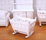 Dollhouse Furniture and Accessories, Wooden Doll House Furnishings of Cradle, Miniature Dollhouse Accessories - 1/12 Scale.