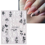 JMEOWIO 3D Embossed Flower Spring Nail Art Stickers Decals Self-Adhesive Pegatinas Uñas 5D Summer Colorful Floral Nail Supplies Nail Art Design Decoration Accessories 4 Sheets
