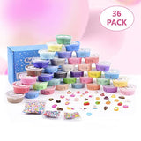 36 Pack Butter Slime Kits,Soft and Non-Sticky,Slime Party Favor,Include Fruit Unicorn Ice Cream Etc Slime Charms, Stress Relief Slime Toy Gift Stuff for Girls Boys Kids