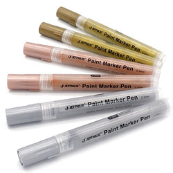 Acrylic Paint Pens Gold,Silver,Rose Gold,Paint Markers for Rocks Painting, Wood, Fabric, Glass,Ceramic,Canvas. Scrapbooking,Card Making,DIY Craft Supplies Metallic Acrylic Marker Set (2mm)