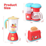CUTE STONE Kitchen Appliances Toy,Kitchen Pretend Play Set with Coffee Maker Machine,Toaster,Blender with Realistic Light,Play Cutting Foods and Play Kitchen Accessories,Learning Gift for Girls Boys