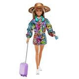 Barbie Holiday Fun Doll (12 inches), Blonde Highlighted Hair, Travel Tote & Hat, Swimsuit & Summer Accessories, Great Gift for Kids 3 to 7 Years Old