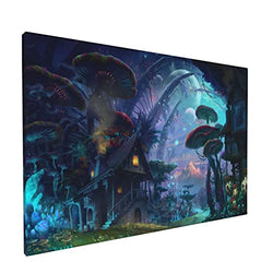 Psychedelic Fantasy Mushroom Trippy 12x18 Inch Decorative Arts Oil Painting On Canvas Hd Modern Home Posters Picture Walking Wall Artwork for Living Room Bedroom Decoration Gift Framed Or Frameless