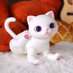 Clicked 1/8 BJD Doll SD Cat Doll Ball Jointed Dolls Best Gift for Girls,White
