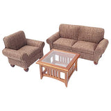 NarutoSak Furniture Model,3Pcs Mini Sofa Table Living Room Furniture Model 1/12 Doll House DIY Accessory Set Beige