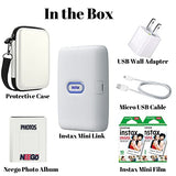 Fujifilm Instax Mini Link Smartphone Printer with Fuji Instax Mini Film (20 Sheets), Neego Protective Case, Instax Photo Album and USB Adapter (Ash White)
