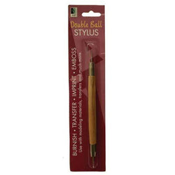 Double Ball Stylus Embossing Tool 5 1/4 Inch with Wooden Handle