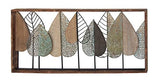 Deco 79 Metal Leaf Varying Texture Wall Decor with Wood Frame, 47" x 3" x 22", Brown