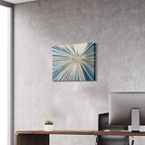 Abstract Painting Artwork Picture Canvas: Gray & Blue Art with Gold Foil Painted Contemporary Rays Wall Art on Canvas (24"W x 18"H,Multi-Sized)