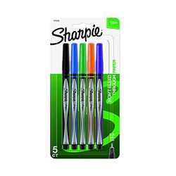 Sharpie Pens, Fine Point (0.8mm), Assorted Colors, 5 Count