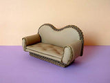 Miniature Sofa 1:12 scale. Dollhouse Furniture Genuine Leather Couch 3 inch BJD