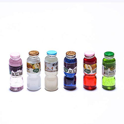 Wayees 6Pcs Beverage Drinks Bottles Dollhouse Miniature Kitchen Accessories Mini Figurines Cake Toppers Decor Crafts Projects