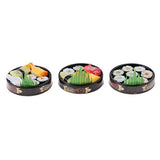 Baoblaze 3pieces 1/6 Scale Dolls House Miniatures Kitchen Decor Vivid Japanese Food Sushi Toys - Round Plate