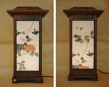 Mulberry Rice Paper Shade Handmade Four Flower Folk Painting Design Square Brown Lantern Asian