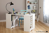 South Shore Artwork Craft Table with Storage, Pure White