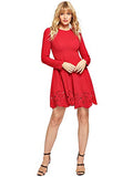 Romwe Women's Scalloped Hem Stretchy Knit Flared Skater A-Line Dress Red XL