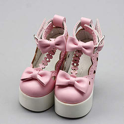 1Pair Handmade Leather Pu Shoes Black White High-Heeled Doll Fit for 1/3 1/4 SD AOD DOD BJD MSD