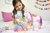 Barbie Dreamtopia Magical Lights Unicorn with Rainbow Mane, Lights & Sounds, Princess Doll with Pink Hair and Food Accessory, Gift for 3 to 7 Year Olds
