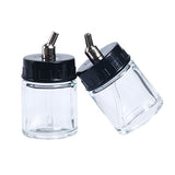 YaeKoo 10pcs 22cc Transparent Glass Airbrush Bottles& Lid W/Metal Connector