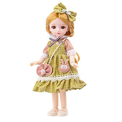 NEWMIND Adorable 13 Moveable Joint, 26cm BJD Doll with Dress & Shoes Full Set, Makeup Fashion Princess Doll, Ball Joint Doll Toys for Girls Collection - Blonde