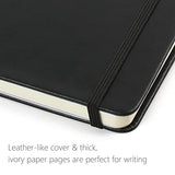 Everoyall Lined Journal Notebook, 5 Pack College Ruled 5"x 8.25" Ruled Vegan Leather Hardcover Notebook With Total 800 Pages/400 Sheets Premium 100Gsm White Thick Paper, Use for Office, School, Business, Black