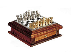 Melody Jane Dollhouse Chess Set with Wooden Storage Drawer Miniature Study Accessory