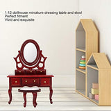 1:12 Dollhouse Bedroom Furniture,Makeup Dressing Table Desk Dressing Table and Chair Dolls Bedroom Furniture(S)