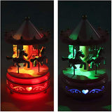 WEofferwhatYOUwant Carousel Music Box - Easy Twist, White - 4 Horse Classic Decor, Melody Beethoven's Fur Elise. Fall Asleep to Music Lights or Decorate Your Cake