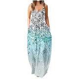 Women's Maxi Dresses Casual Floral Printed Boho Maxi Dress Summer Spaghetti Strap Dress Beach Long Dress with Pockets