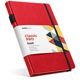 Thick Hardcover Journal Notebook - Ruled/Lined A5 (5x8 inch), Deluxe 120gsm Paper, Lays Flat for Writing, Professional Notebooks for Work, Business, Office, Executive, Gifts for Men and Women - Red
