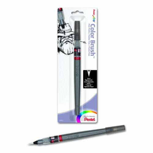 Pentel Arts Color Brush with Pigment Ink, Fine Tip, Black Ink, Pack of 1 (FP5FBPA)