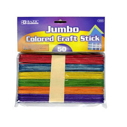 BAZIC Jumbo Colored Craft Stick 50 Per Pack