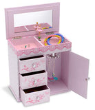 JewelKeeper Ballerina Musical Jewelry Box with 3 Pullout Drawers, Ballet Slipper Design, Swan