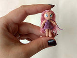 Miniature Art Doll, Amigurumi Hand Croched with Painted Eyes Removable Dress