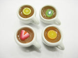 Set 4 Cups of Flavored Fruit Teas Dollhouse Miniatures Food Drink #S 13432