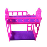 CALIDAKA Doll Furniture Double Bunk Bed Bedroom Furniture Bed Set for Barbie Dolls Dollhouse Bedroom Purple Kids Toy Frame Doll Double Bed Dollhouse Girls Gift