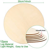 NOVWANG 12Pcs 14 Inches Wood Circles Crafts with 10 Brushes Round Wood Disc Unfinished Blank Wood Rounds for DIY Creation Painting Home Holiday Decoration (12Pcs 14 Inches)