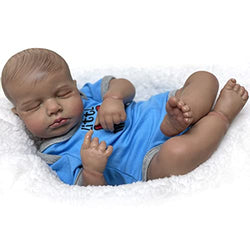 Adolly Gallery 20 Inch Lifelike Reborn Baby Dolls African American Toddlers Soft Silicone Vinyl Newborn Babies Cloth Body Gifts for Kids Girls Boys Name Elijah