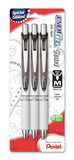 Pentel EnerGel Pearl Deluxe RTX Retractable Liquid Gel Pen, 0.7mm, Black Accent, Black Ink, 3