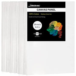 Gredak Painting Canvas Panels,8x10 of 20 Pcs with laber Stickers, 100% Cotton Canvases for Painting Arts & Crafts with MDF Board Core ,for Oil and Acrylic Paint, Dry or Wet Art Media