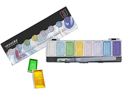 Pearlescent Water Color Paint, 8 Shimmery Colors, Artist Glitter Solid Watercolors with 1 Water Brush for Artists, Students and Painting Beginners