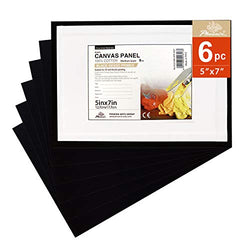 PHOENIX Black Painting Canvas Panel Boards - 5x7 Inch/6 Pack - 1/8 Inch Deep Artist Canvas for Oil & Acrylic Paint, Collages, Advertising Poster & Decorating Projects