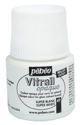 Pebeo 050-049CAN Vitrail Stained Glass Effect Glass Paint 45-Milliliter Bottle, Super White