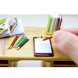Aniwon Miniature Pencil Set Colored 8PCS Decorative Handmade Bamboo Natural Realistic Dollhouse School Tool for Diorama
