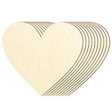 Unfinished Wood Hearts 14 Inch, 10 Pack Large Craft Heart Wood Cutout Blank Wooden Hearts for Crafts Door Hanger, Wedding,Valentine,Christmas