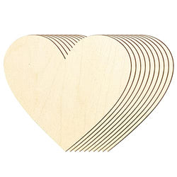 Unfinished Wood Hearts 14 Inch, 10 Pack Large Craft Heart Wood Cutout Blank Wooden Hearts for Crafts Door Hanger, Wedding,Valentine,Christmas