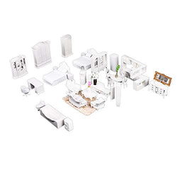 Happy nest 24 Set White ABS Doll House Furniture Dollhouse Doll Decoration Accessories