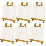 U.S. Art Supply Artists 8"x8" Stretched Canvas & 10-1/2" Natural Easel Set Painting Craft Drawing - Set Contains: 6 Canvases & 6 Easels