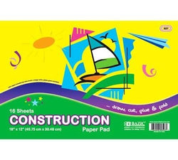 BAZIC 16 Ct. 18" X 12" Construction Paper Pad, Case Pack 48
